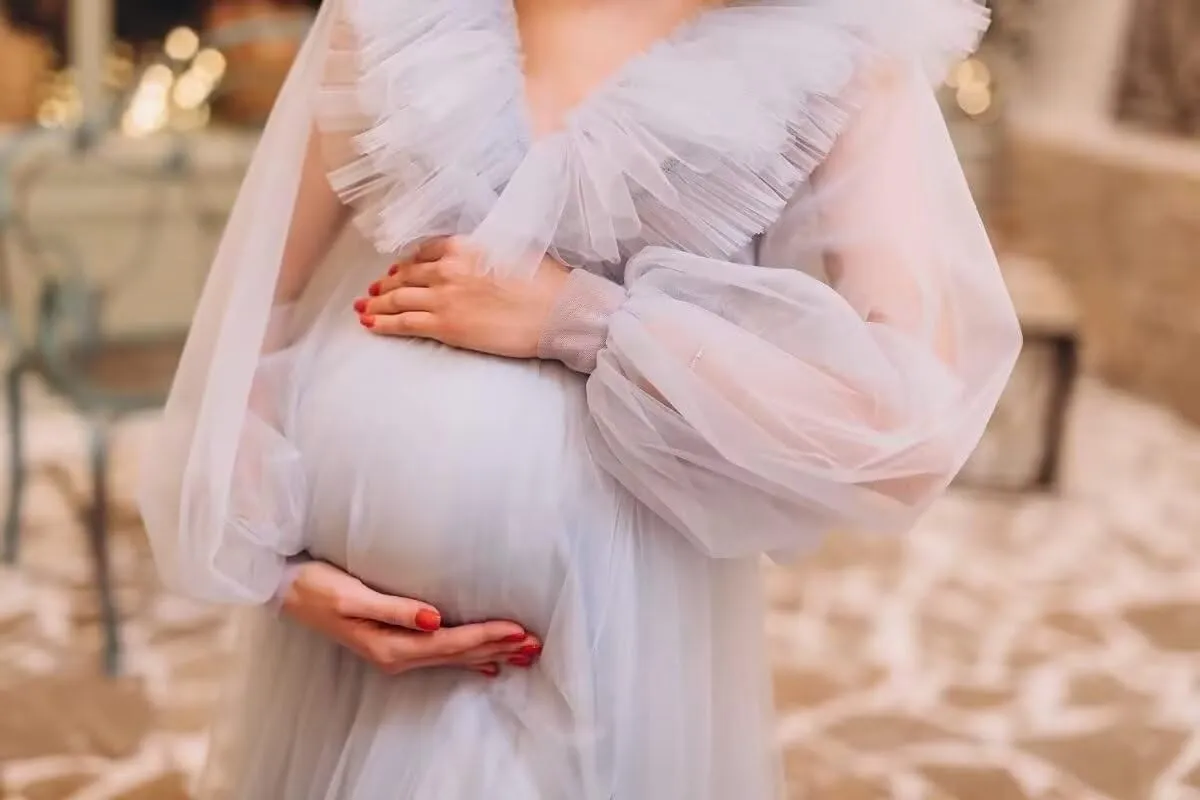 Long Pleated Dresses Ladies Photo Shoot Custom Maternity Dresses Off Shoulder Baby Shower Dress
