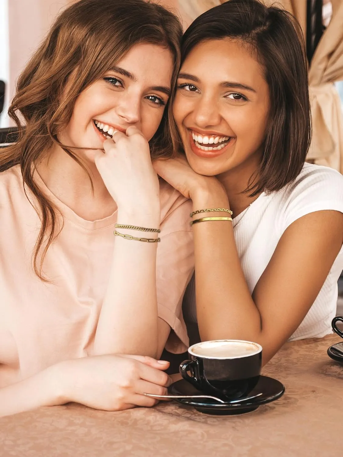 Long tiantian Gold Bracelet Stack Chunky Gold Bracelet for Women Dainty Gold Bracelets Pulseras Para Mujer Chain Link Stackable Bracelets for Women Gold Jewelry