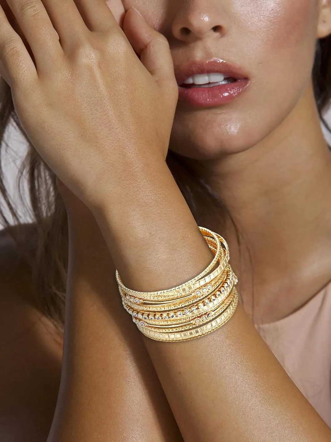 Long tiantian Gold Bracelet Stack Chunky Gold Bracelet for Women Dainty Gold Bracelets Pulseras Para Mujer Chain Link Stackable Bracelets for Women Gold Jewelry