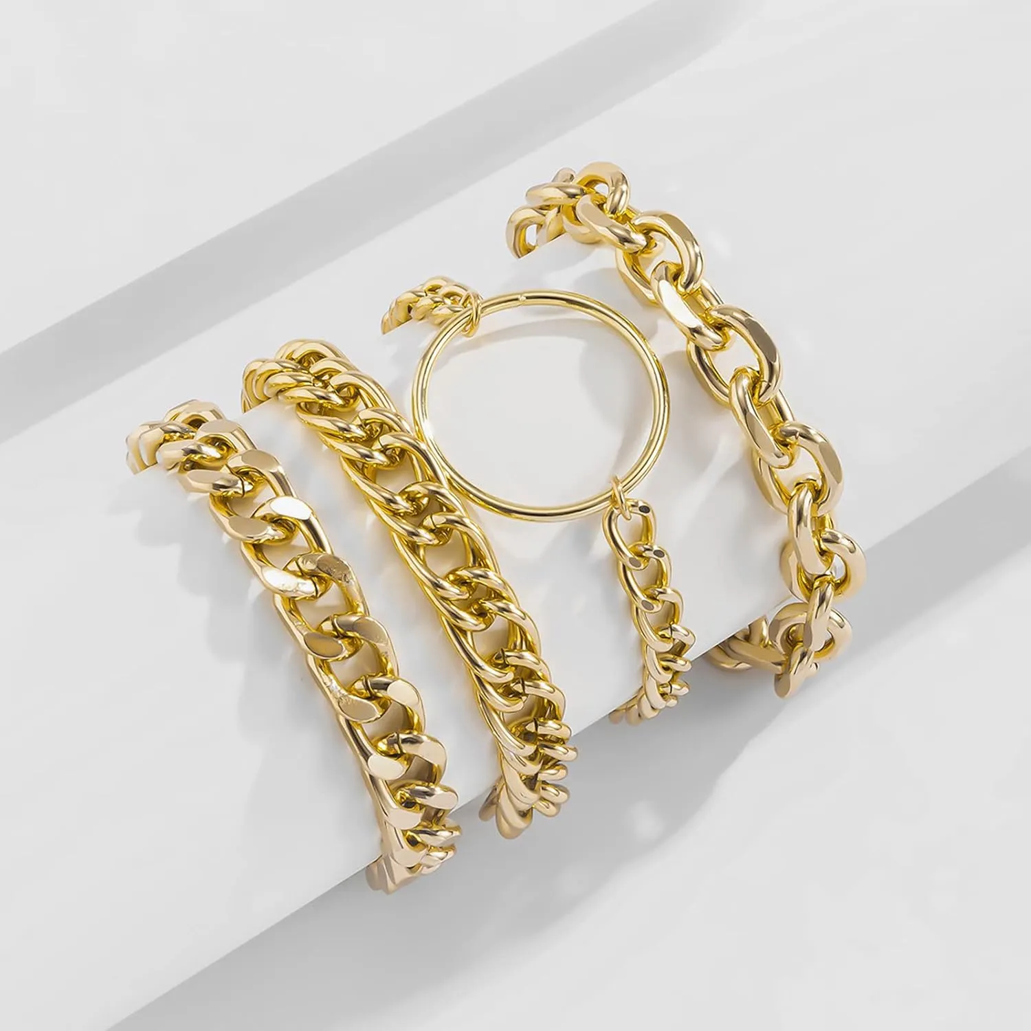 Long tiantian Gold Bracelet Stack Chunky Gold Bracelet for Women Dainty Gold Bracelets Pulseras Para Mujer Chain Link Stackable Bracelets for Women Gold Jewelry