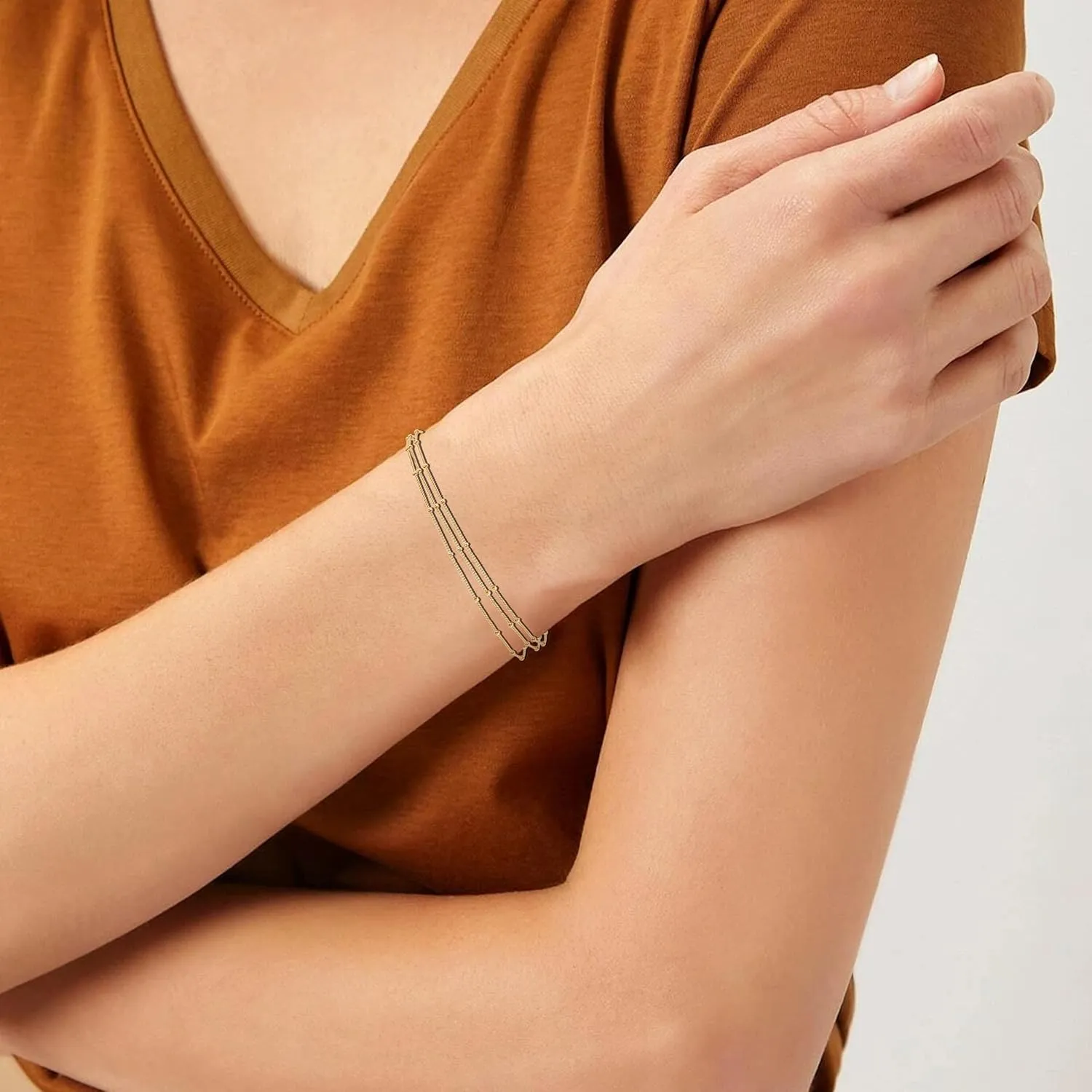 Long tiantian Gold Bracelet Stack Chunky Gold Bracelet for Women Dainty Gold Bracelets Pulseras Para Mujer Chain Link Stackable Bracelets for Women Gold Jewelry