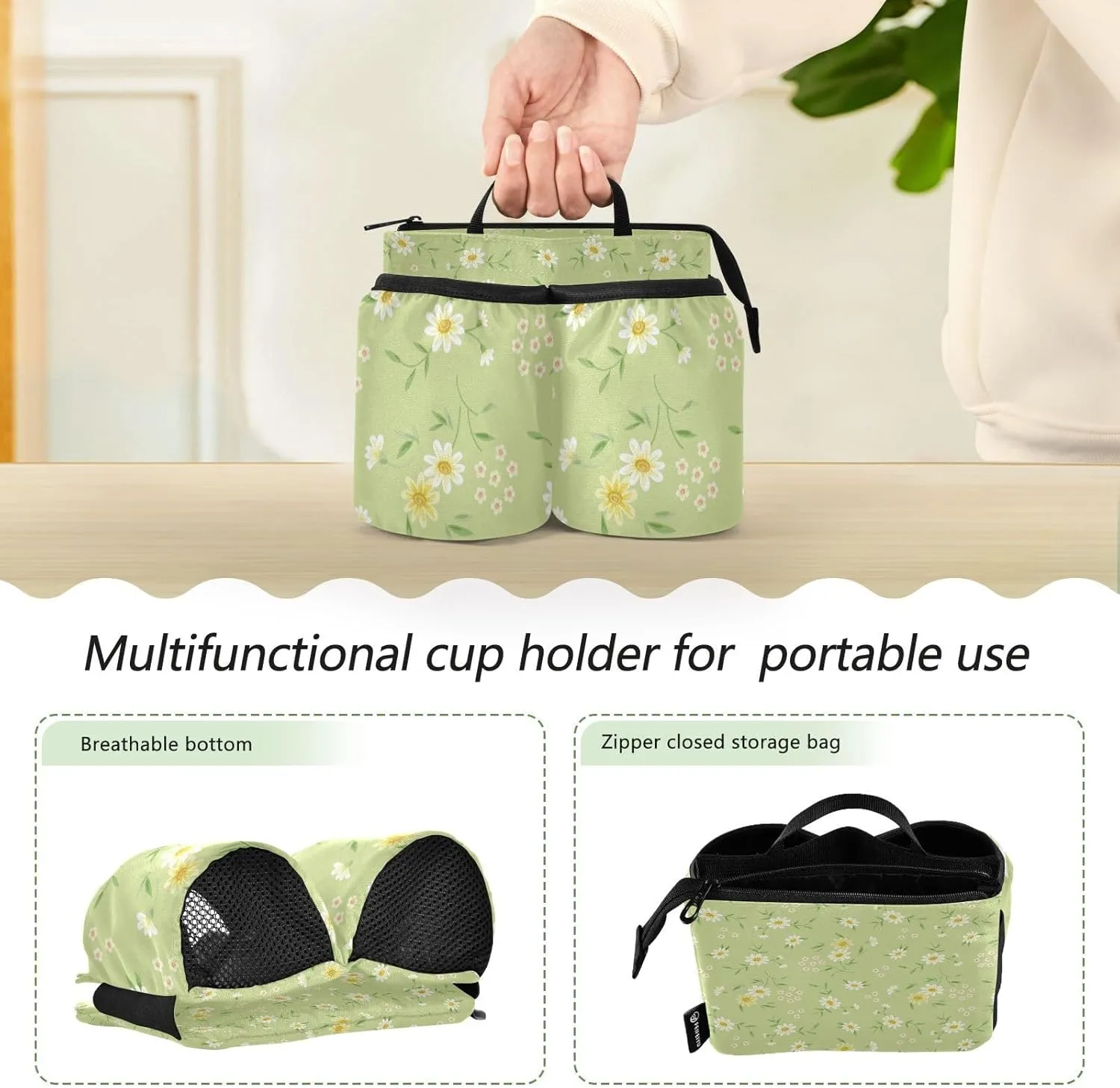 Luggage Cup Holder Travel Portable Free Hand Drink Carrier Suitcase Drinks Beverage Holder Carry-On Bottle Mug Holder Organizer Bag Travelers Accessories