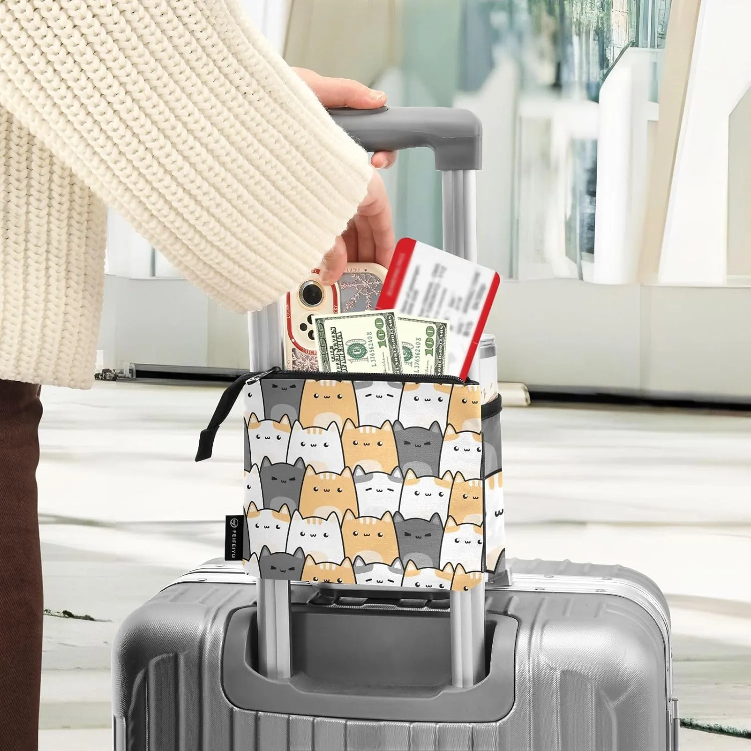 Luggage Cup Holder Travel Portable Free Hand Drink Carrier Suitcase Drinks Beverage Holder Carry-On Bottle Mug Holder Organizer Bag Travelers Accessories