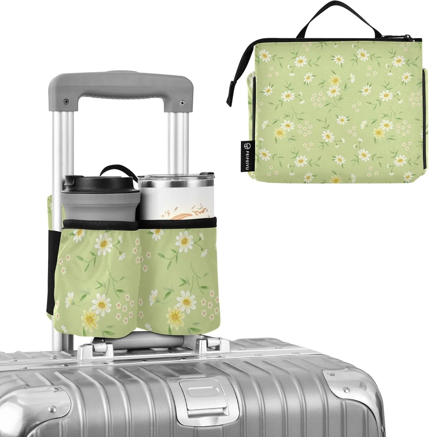 Luggage Cup Holder Travel Portable Free Hand Drink Carrier Suitcase Drinks Beverage Holder Carry-On Bottle Mug Holder Organizer Bag Travelers Accessories