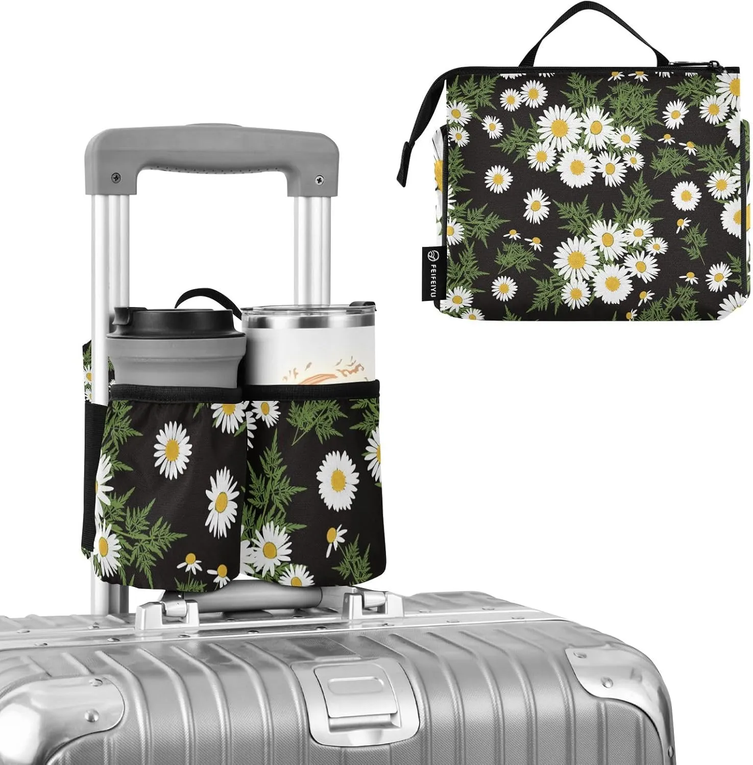 Luggage Cup Holder Travel Portable Free Hand Drink Carrier Suitcase Drinks Beverage Holder Carry-On Bottle Mug Holder Organizer Bag Travelers Accessories
