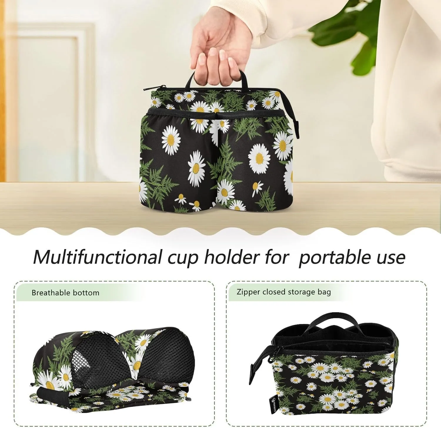 Luggage Cup Holder Travel Portable Free Hand Drink Carrier Suitcase Drinks Beverage Holder Carry-On Bottle Mug Holder Organizer Bag Travelers Accessories