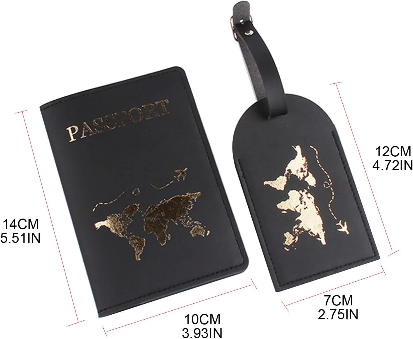 luggage,Fashion Travel Passport Cover Pu Leather Letter Print Luggage Suitcase Address Holder Baggage Boarding Label, Brown