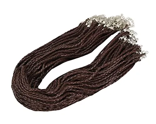 Mandala Crafts Braided Leather Necklace Cord with Clasp Bulk 60 PCs - Necklace String for Jewelry Making Supplies  18 in Leather String Cord Necklace Cords for Pendants Bracelet