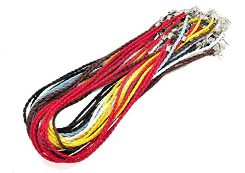 Mandala Crafts Braided Leather Necklace Cord with Clasp Bulk 60 PCs - Necklace String for Jewelry Making Supplies  18 in Leather String Cord Necklace Cords for Pendants Bracelet