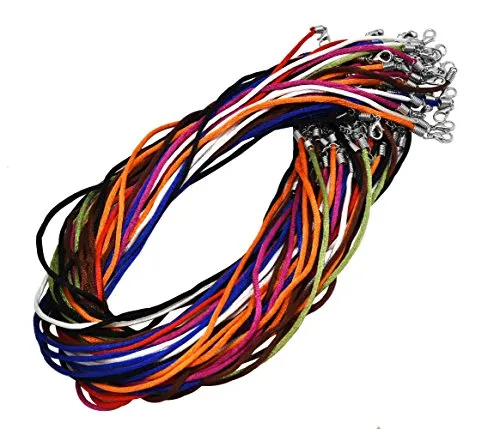 Mandala Crafts Satin Cord Necklace Cord with Clasp Bulk 100 PCs - Necklace String for Jewelry Making Supplies 18 Inches Black Rope Necklace Cords for Pendants Bracelet