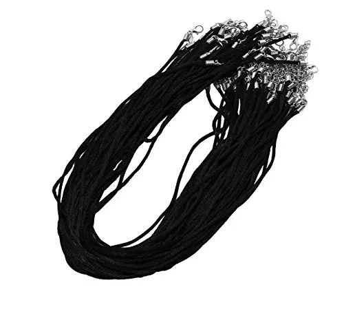 Mandala Crafts Satin Cord Necklace Cord with Clasp Bulk 100 PCs - Necklace String for Jewelry Making Supplies 18 Inches Black Rope Necklace Cords for Pendants Bracelet