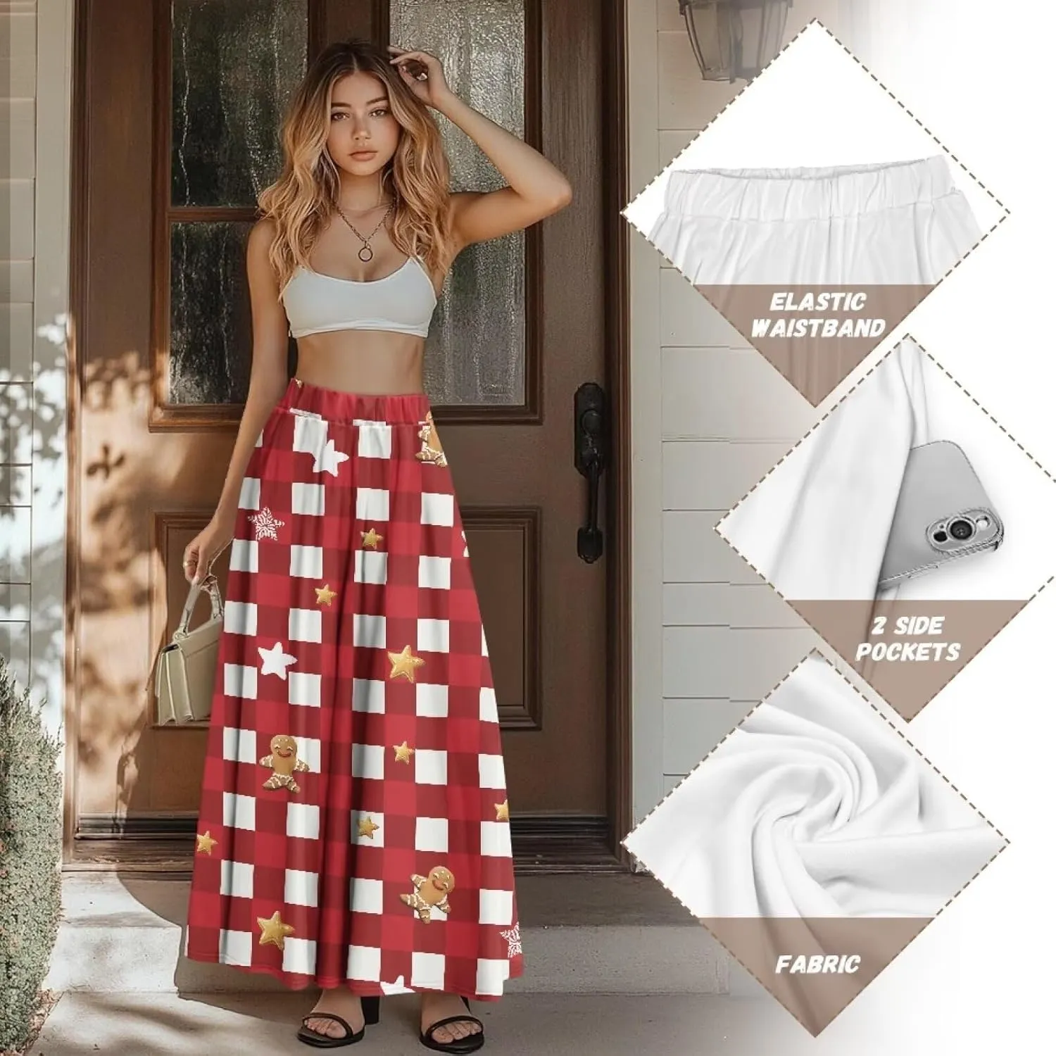 Maxi Skirts for Women Elastic Waist High Waist Long Skirts Casual A-Line Flowy Skirts for Women