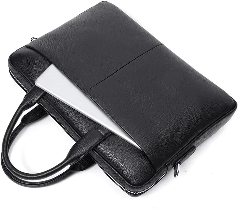Men Genuine Leather Briefcase Convertible 15 Inch Messenger Bags Handbag Multifunctional Business Work Shoulder Bag