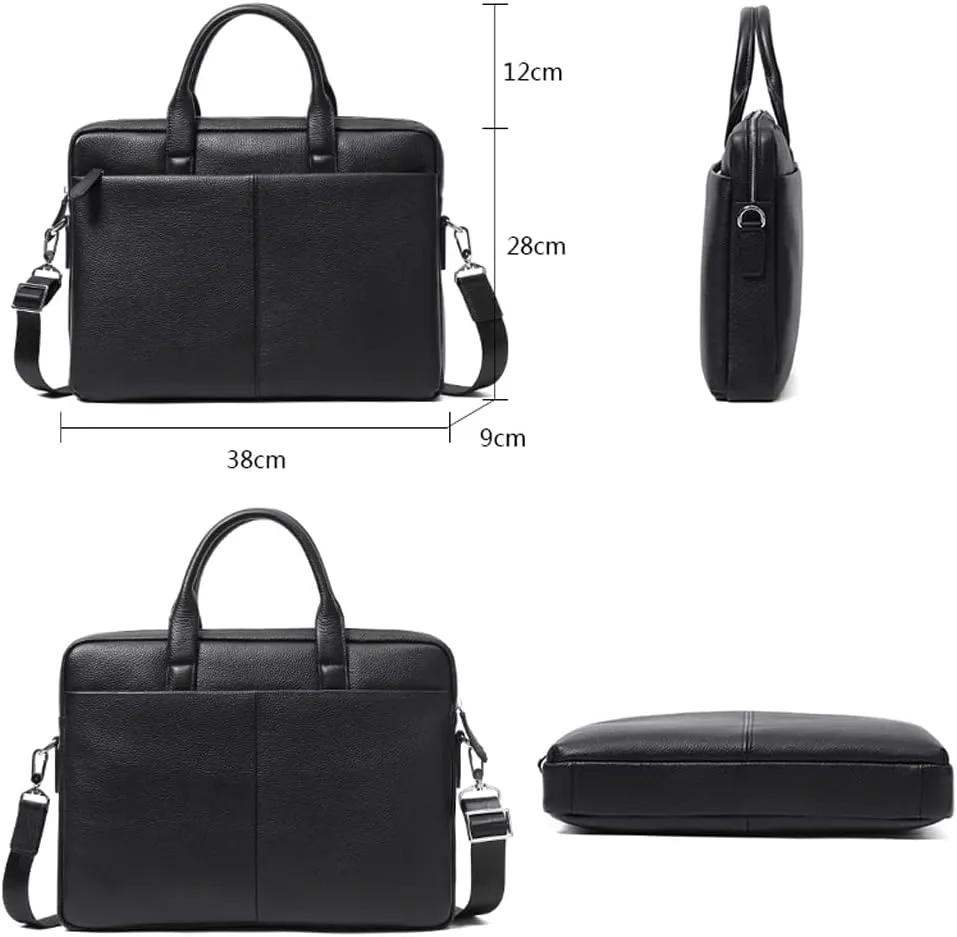 Men Genuine Leather Briefcase Convertible 15 Inch Messenger Bags Handbag Multifunctional Business Work Shoulder Bag