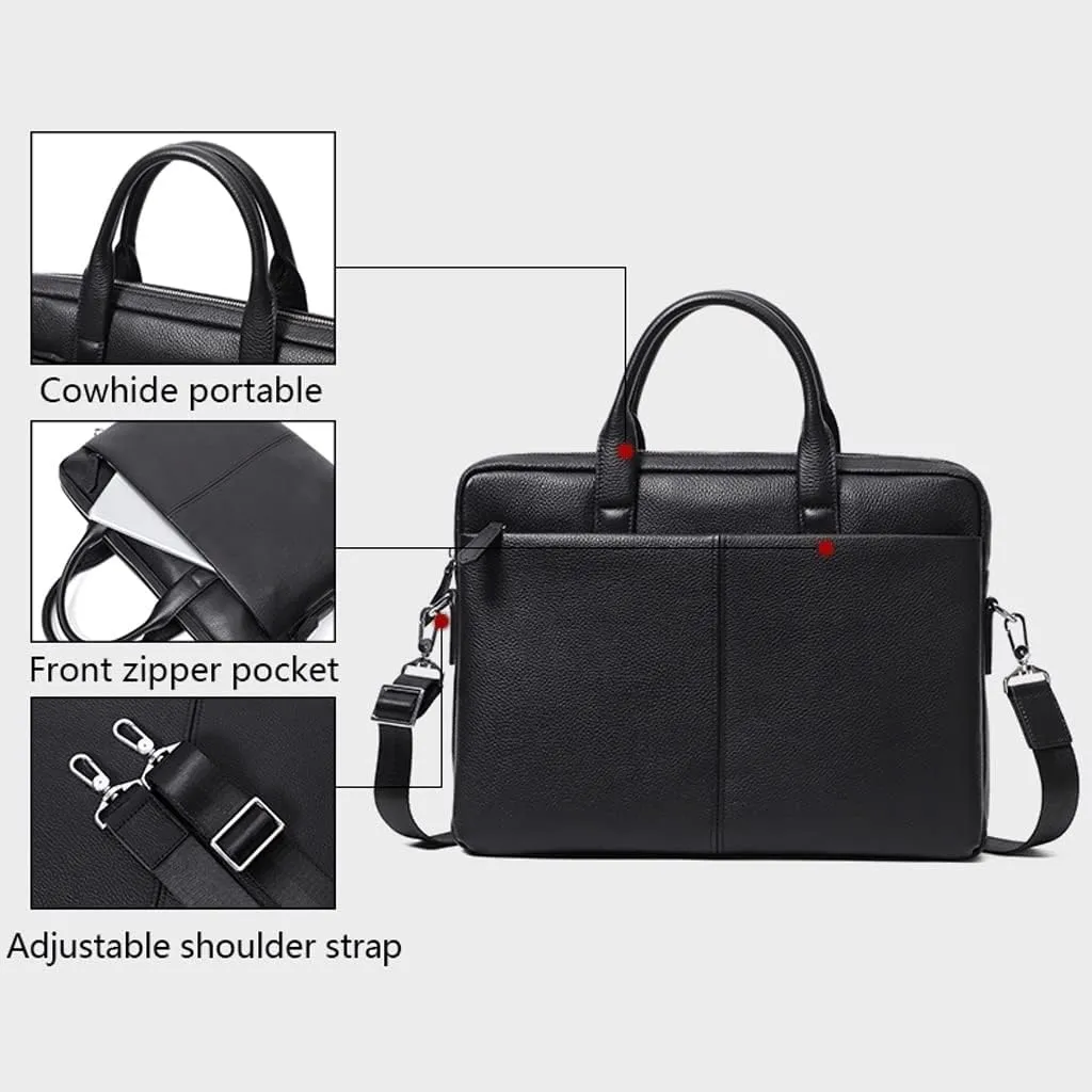 Men Genuine Leather Briefcase Convertible 15 Inch Messenger Bags Handbag Multifunctional Business Work Shoulder Bag