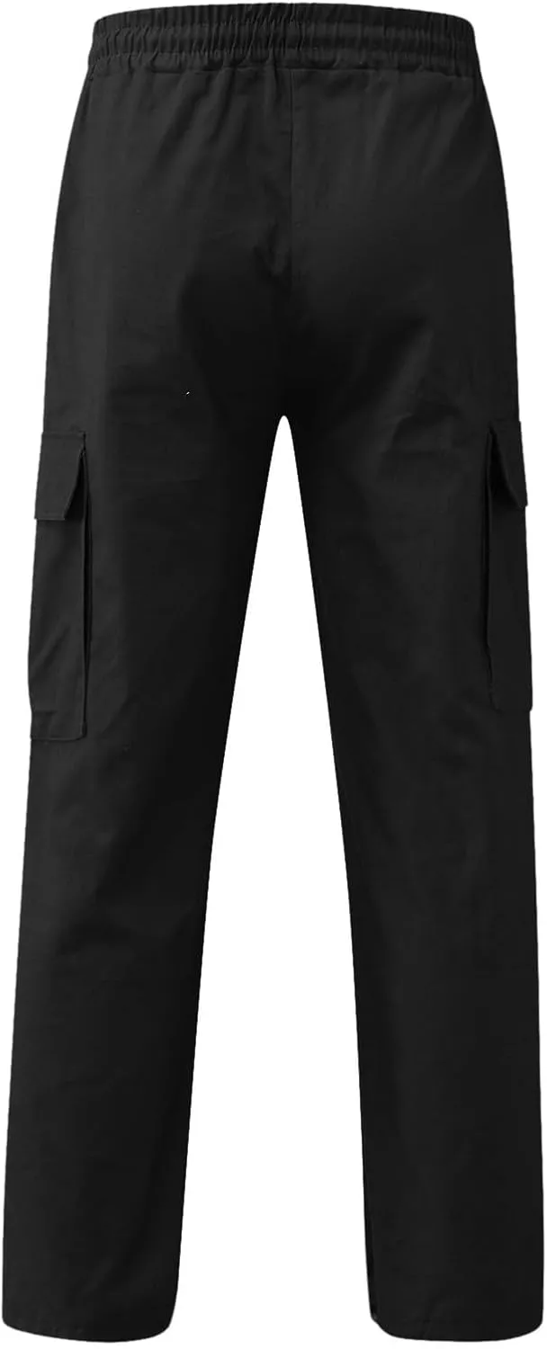 Mens Cargo Pants with Pockets Baggy Open Bottom Relaxed Fit Sweatpants Lightweight Plus Size Comfy Hiking Athletic Trousers