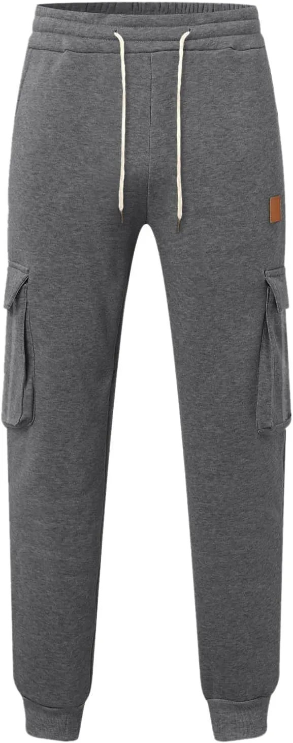 Mens Casual Jogger Pants, Relaxed Fit Cargo Pants, Casual Solid Drawstring Sweatpants Hiking Outdoor Twill Sport Pants