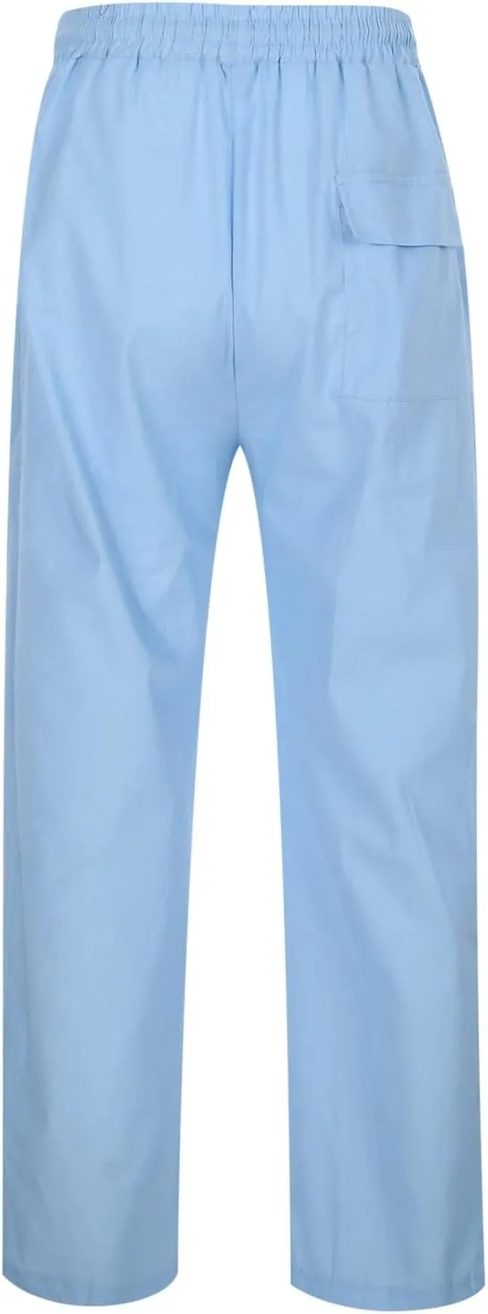 Mens Casual Pants Relaxed Fit Elastic Waist Baggy Linen Pants Lightweight Drawstring Summer Beach Yoga Trousers with Pockets