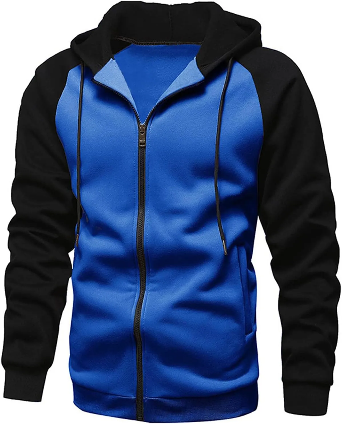 Men's Heavyweight Full Zip Fleece Hoodie Fall Long Sleeve Hooded Casual Sweatshirt Color Block Active Sport Outerwear