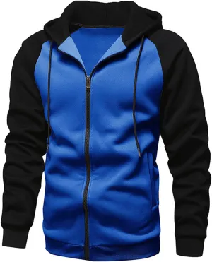 Men's Heavyweight Full Zip Fleece Hoodie Fall Long Sleeve Hooded Casual Sweatshirt Color Block Active Sport Outerwear