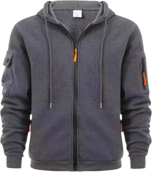 Mens Hoodies Fleece Casual Coats Autumn Classic Trendy Long Sleeve Multi Pocket Zipper Blouse Jacket Fashion Tops