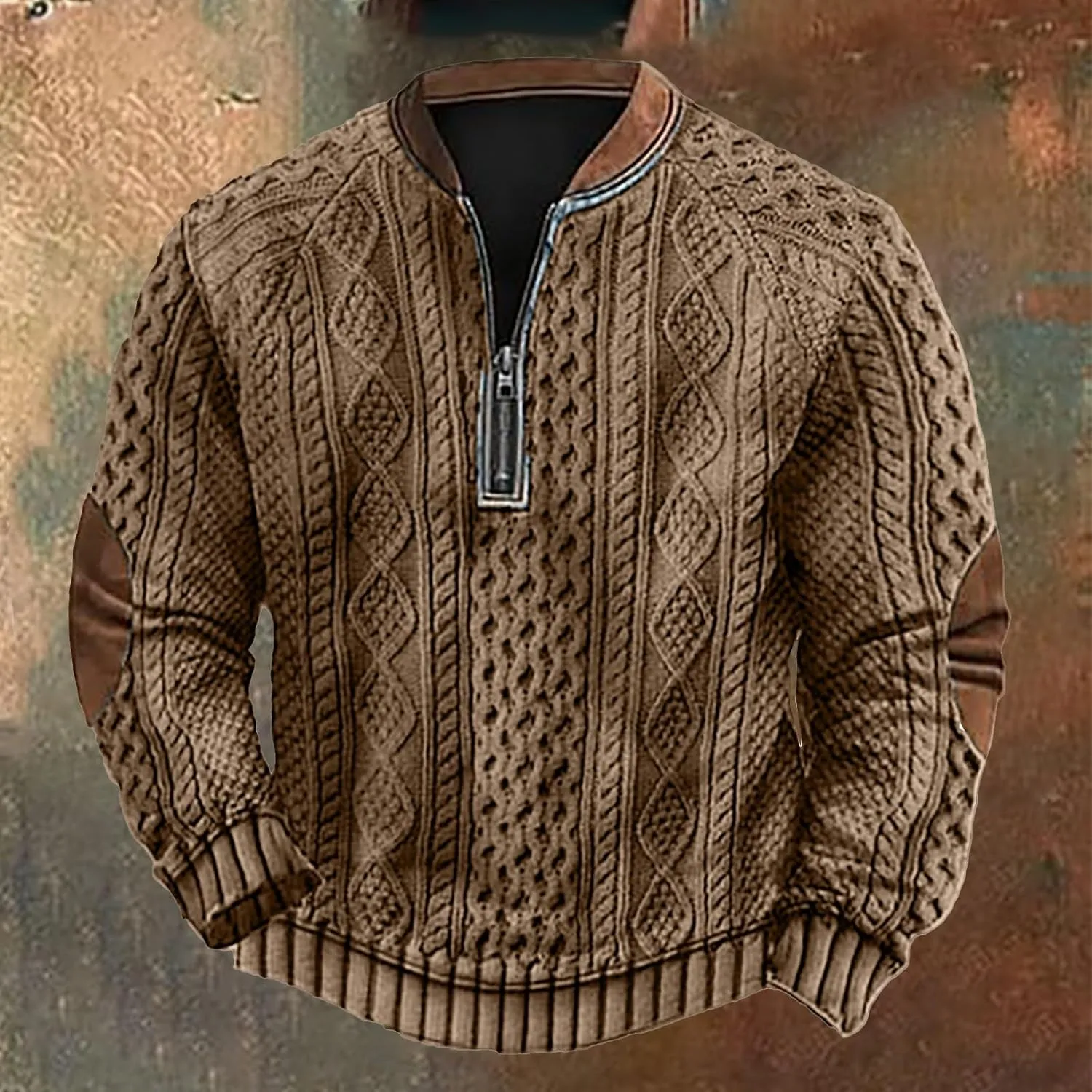 Men's Loose Fit Midweight Sweatshirt Zipper Long Sleeved Hoodie Heavyweight Full-Zip Sweatshirt Hoodie For Men