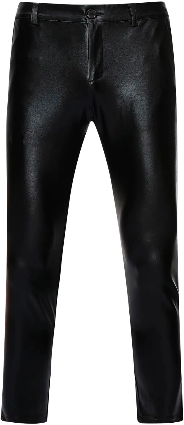 Mens Metallic Shiny Pants Night Club Party Hot Pant Slim Fit Trousers Straight Leg Pants Gold Silver Trouser Bright Bottoms