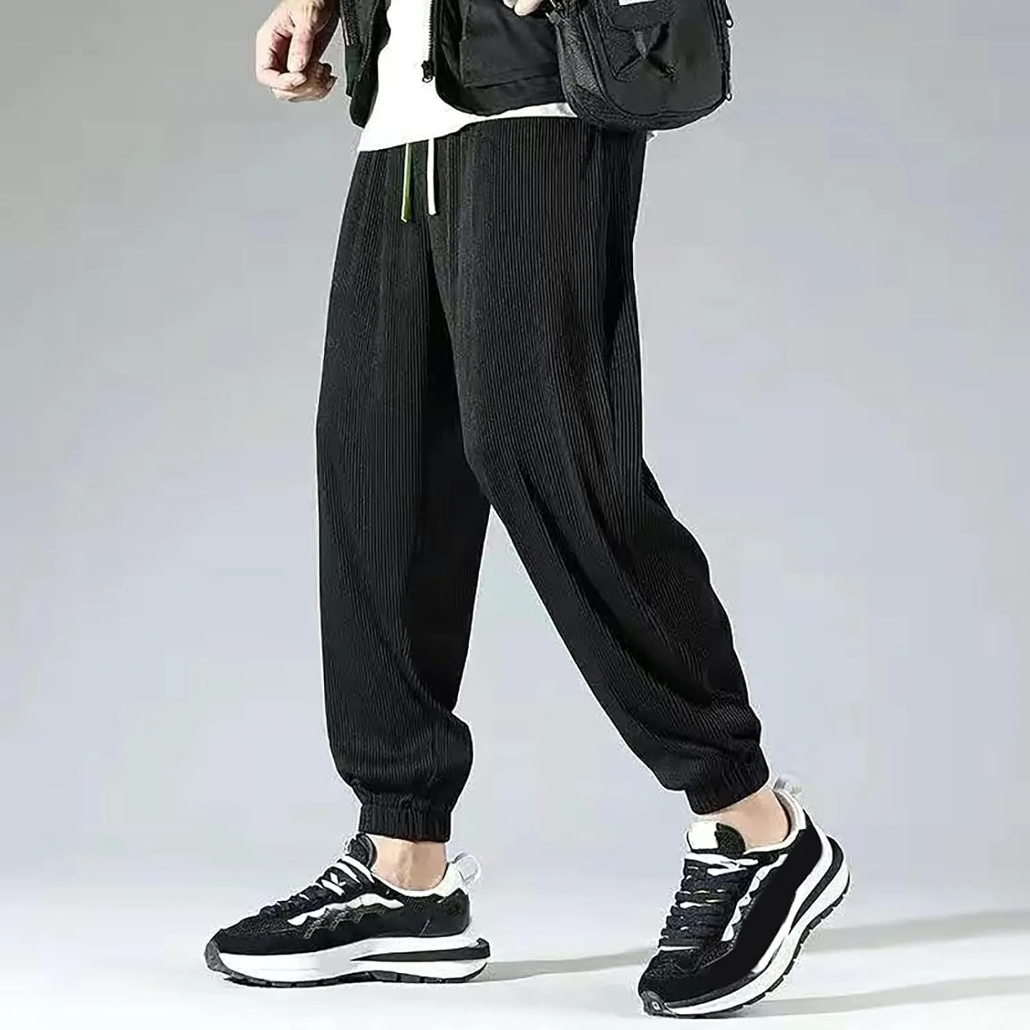 Mens Pants Casual Relaxed Fit Stretch Active Pants Loose Ice Silk Breathable Casual Comfy Pant Trousers with Pockets