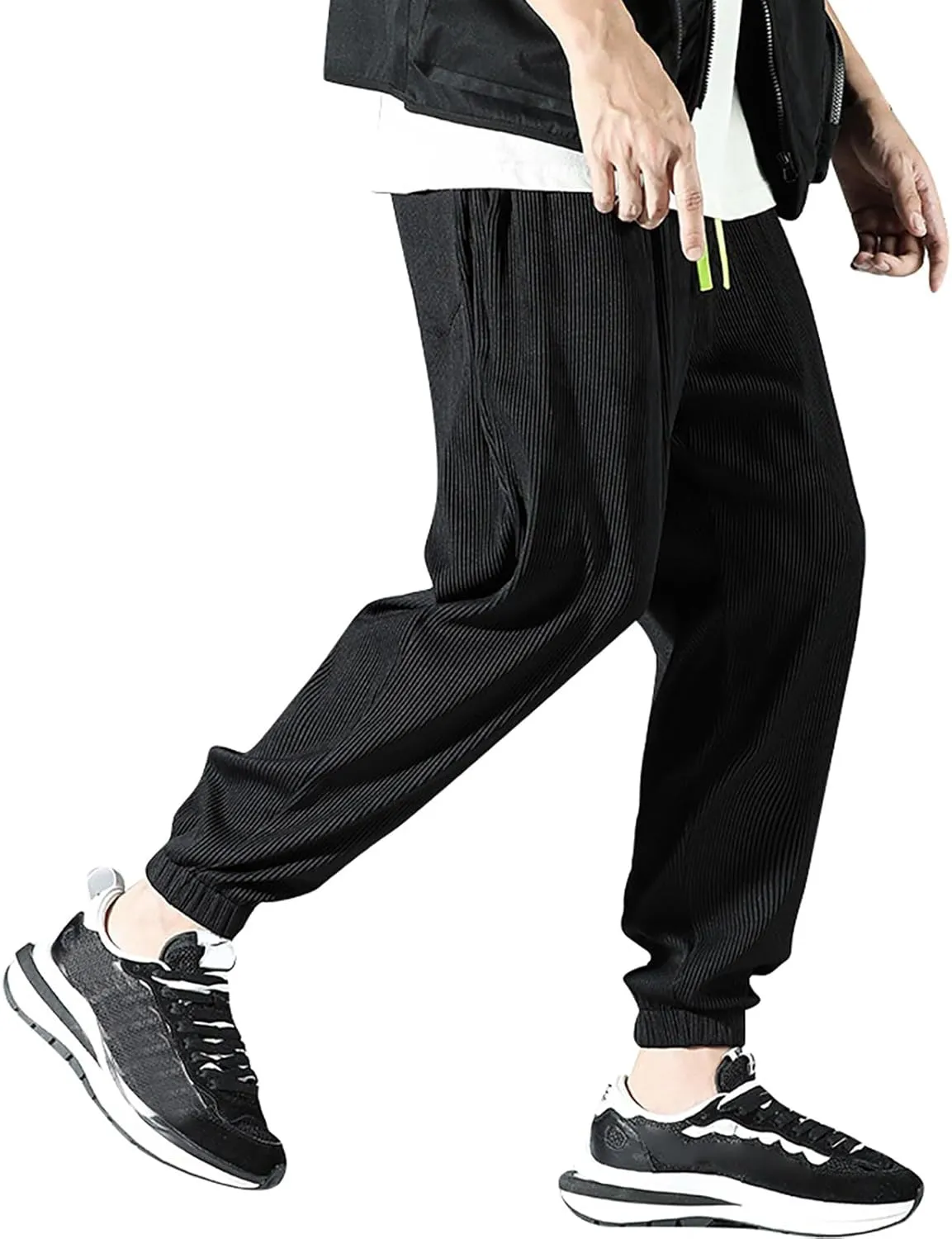 Mens Pants Casual Relaxed Fit Stretch Active Pants Loose Ice Silk Breathable Casual Comfy Pant Trousers with Pockets