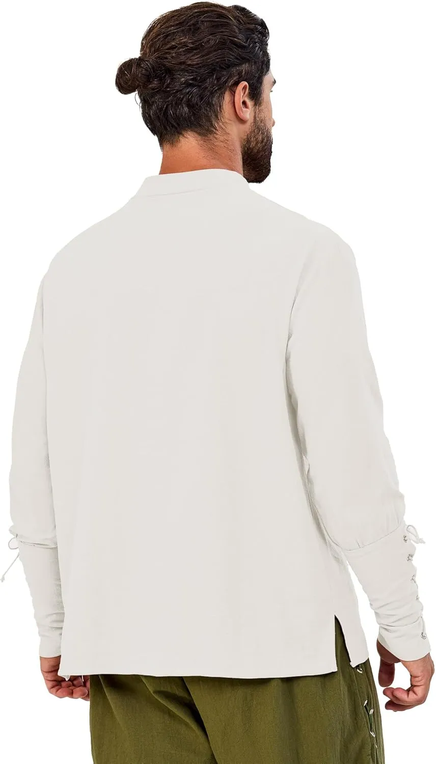 Mens Shirts Pirate Costume, Long Sleeve Tops Viking Cosplay Renaissance Medieval T-Shirts Gothic Cotton Outfits