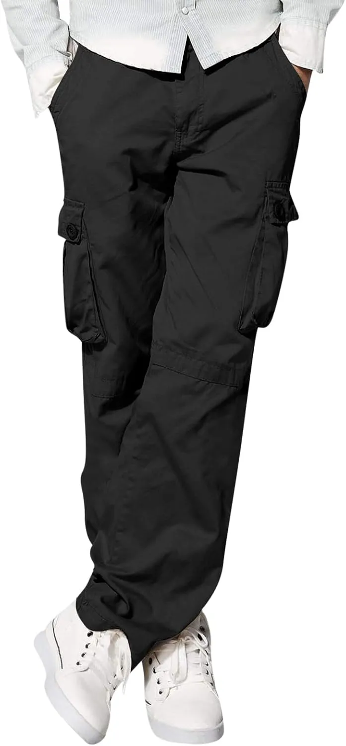 Men's Slim Fit Cargo Pants Casual Pants Relaxed Fit Wide Leg Straight Overalls Trousers with Multiple Pockets