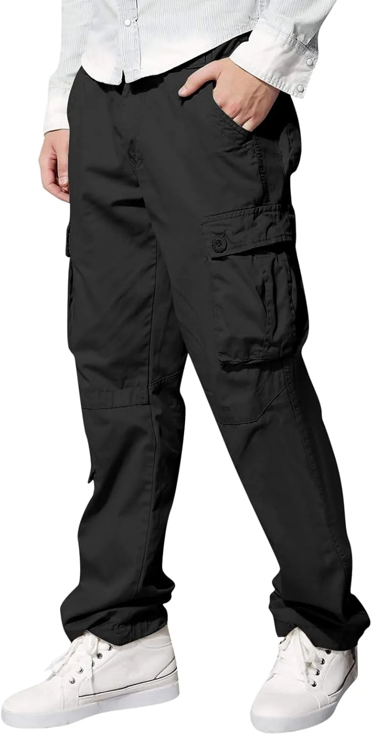 Men's Slim Fit Cargo Pants Casual Pants Relaxed Fit Wide Leg Straight Overalls Trousers with Multiple Pockets