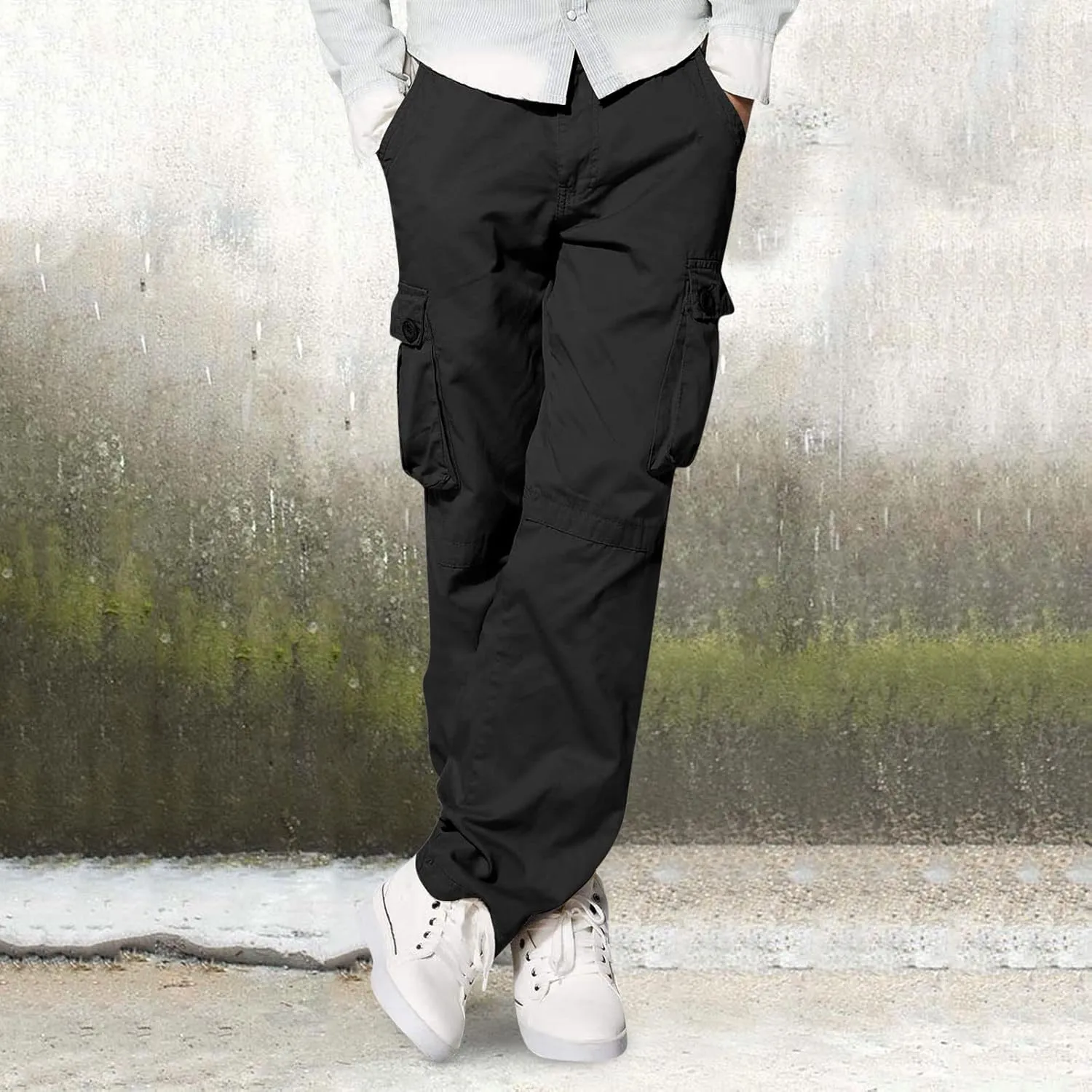 Men's Slim Fit Cargo Pants Casual Pants Relaxed Fit Wide Leg Straight Overalls Trousers with Multiple Pockets