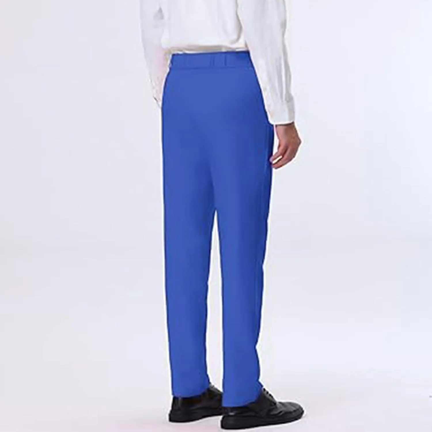 Mens Straight Leg Dress Pants Relaxed Fit Casual Business Office Work Suit Pant Expandable Waist Flat Front Trousers