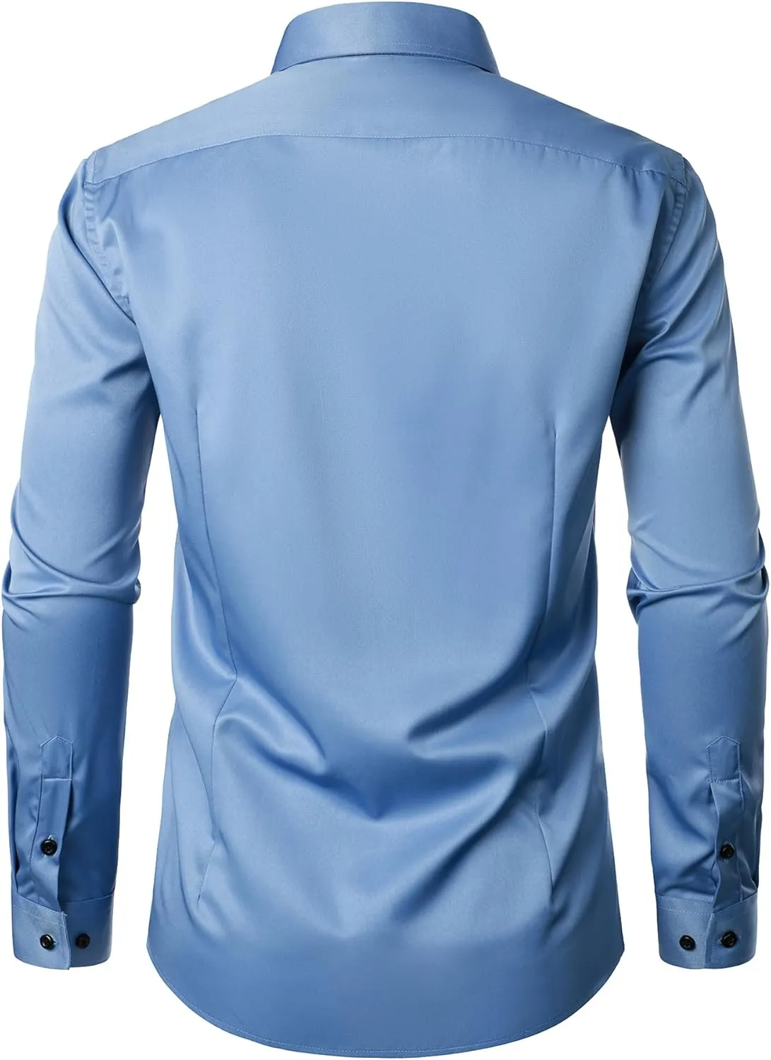 Men's Stretch Wrinkle Free Dress Shirts Formal Wedding Prom Long Sleeve Slim Fit Button Down Shirt
