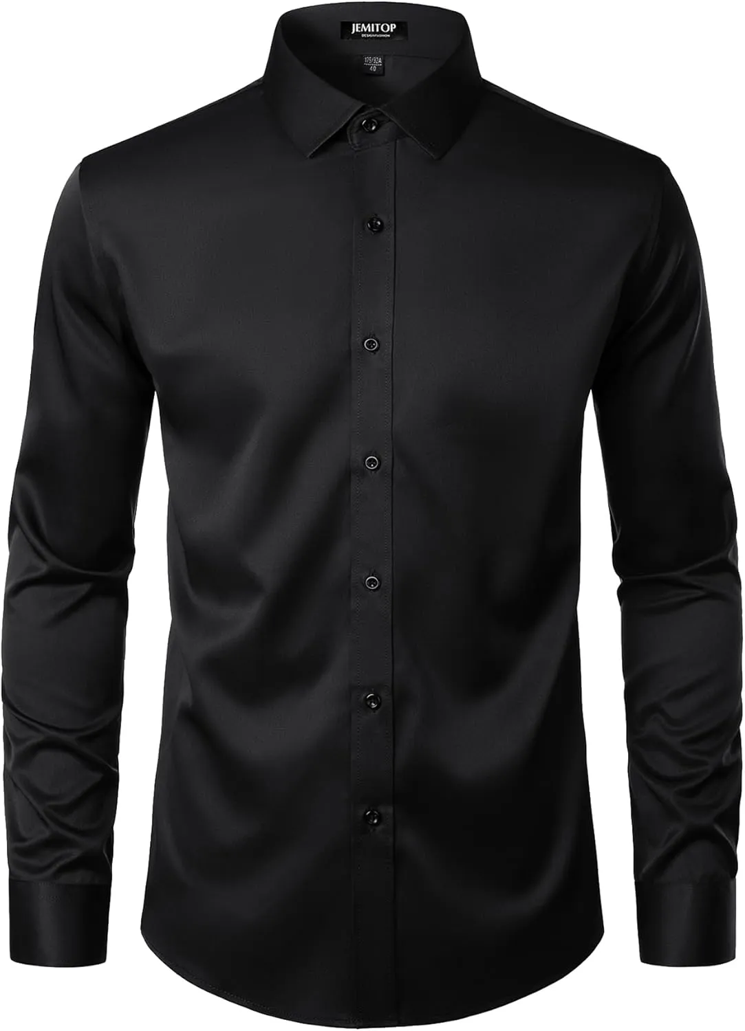 Men's Stretch Wrinkle Free Dress Shirts Formal Wedding Prom Long Sleeve Slim Fit Button Down Shirt