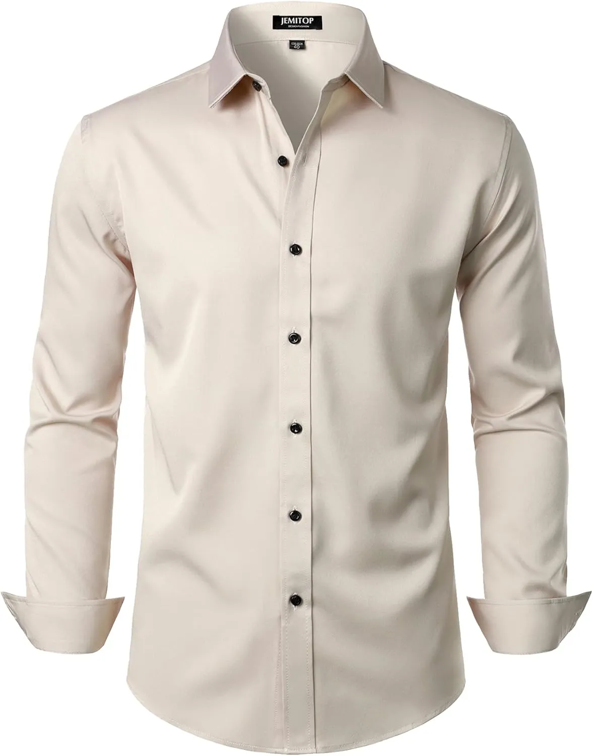 Men's Stretch Wrinkle Free Dress Shirts Formal Wedding Prom Long Sleeve Slim Fit Button Down Shirt