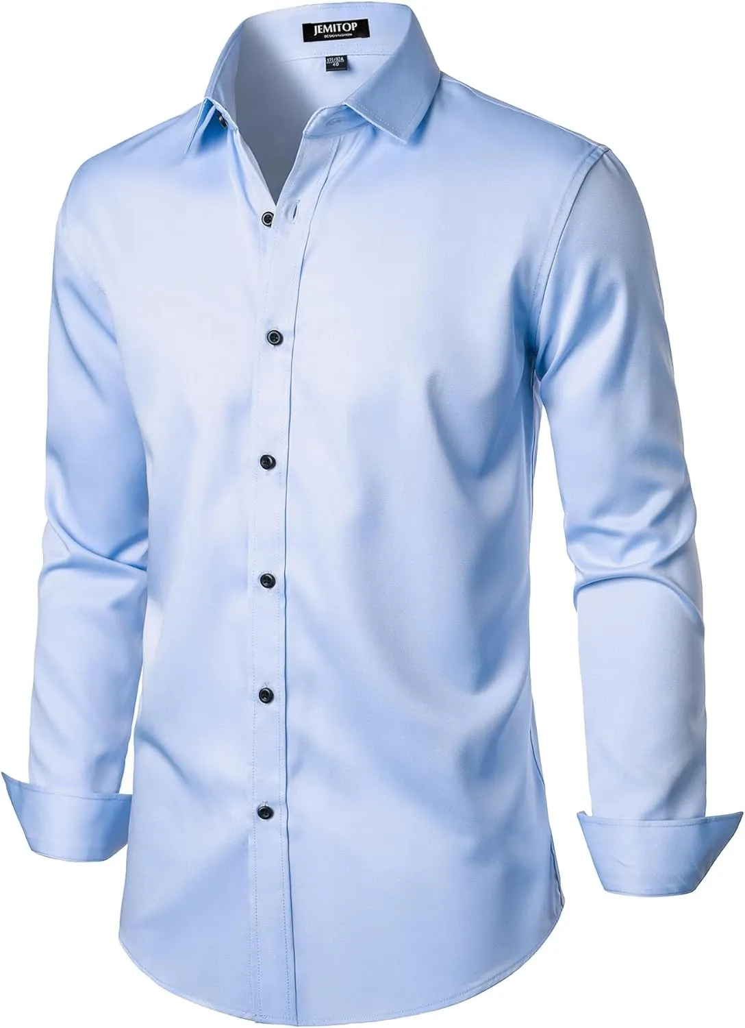 Men's Stretch Wrinkle Free Dress Shirts Formal Wedding Prom Long Sleeve Slim Fit Button Down Shirt