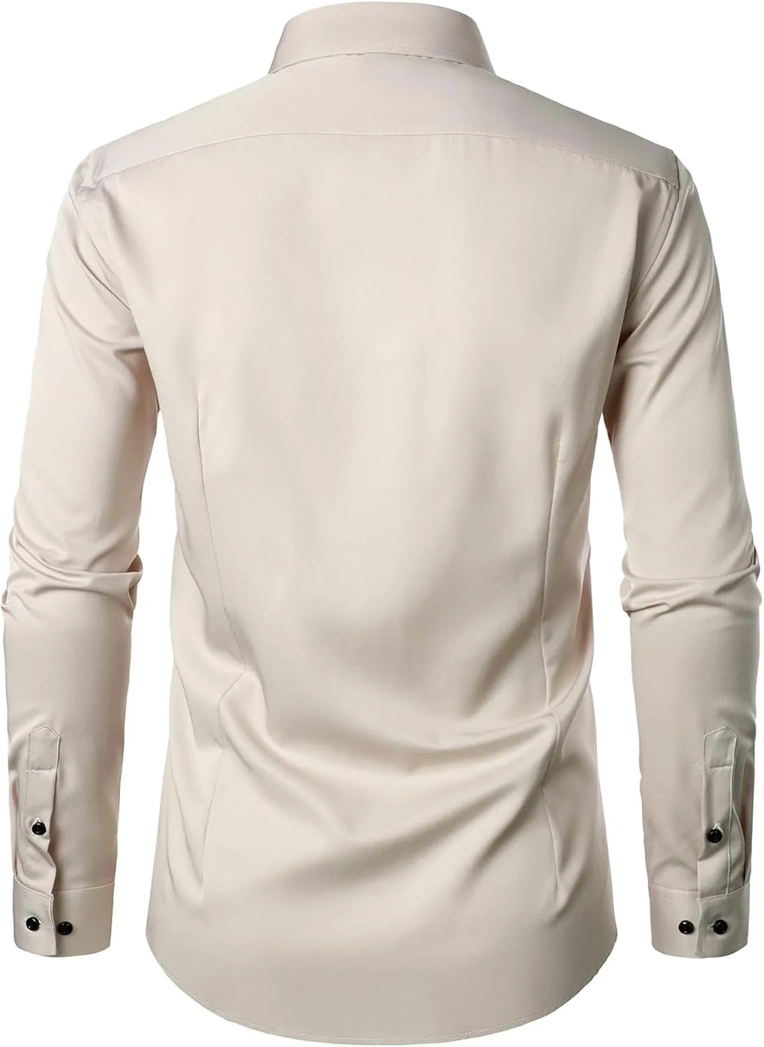 Men's Stretch Wrinkle Free Dress Shirts Formal Wedding Prom Long Sleeve Slim Fit Button Down Shirt