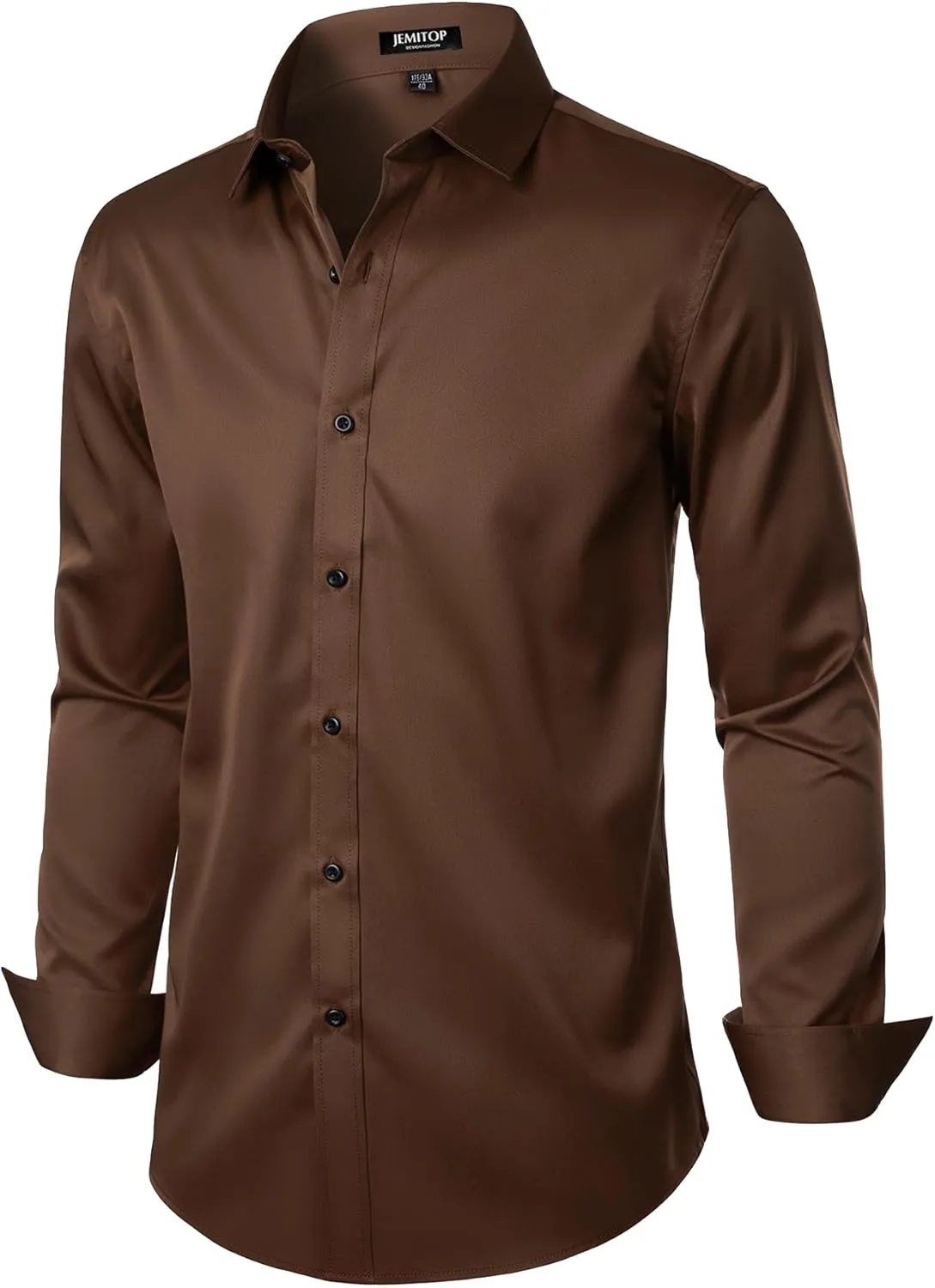 Men's Stretch Wrinkle Free Dress Shirts Formal Wedding Prom Long Sleeve Slim Fit Button Down Shirt