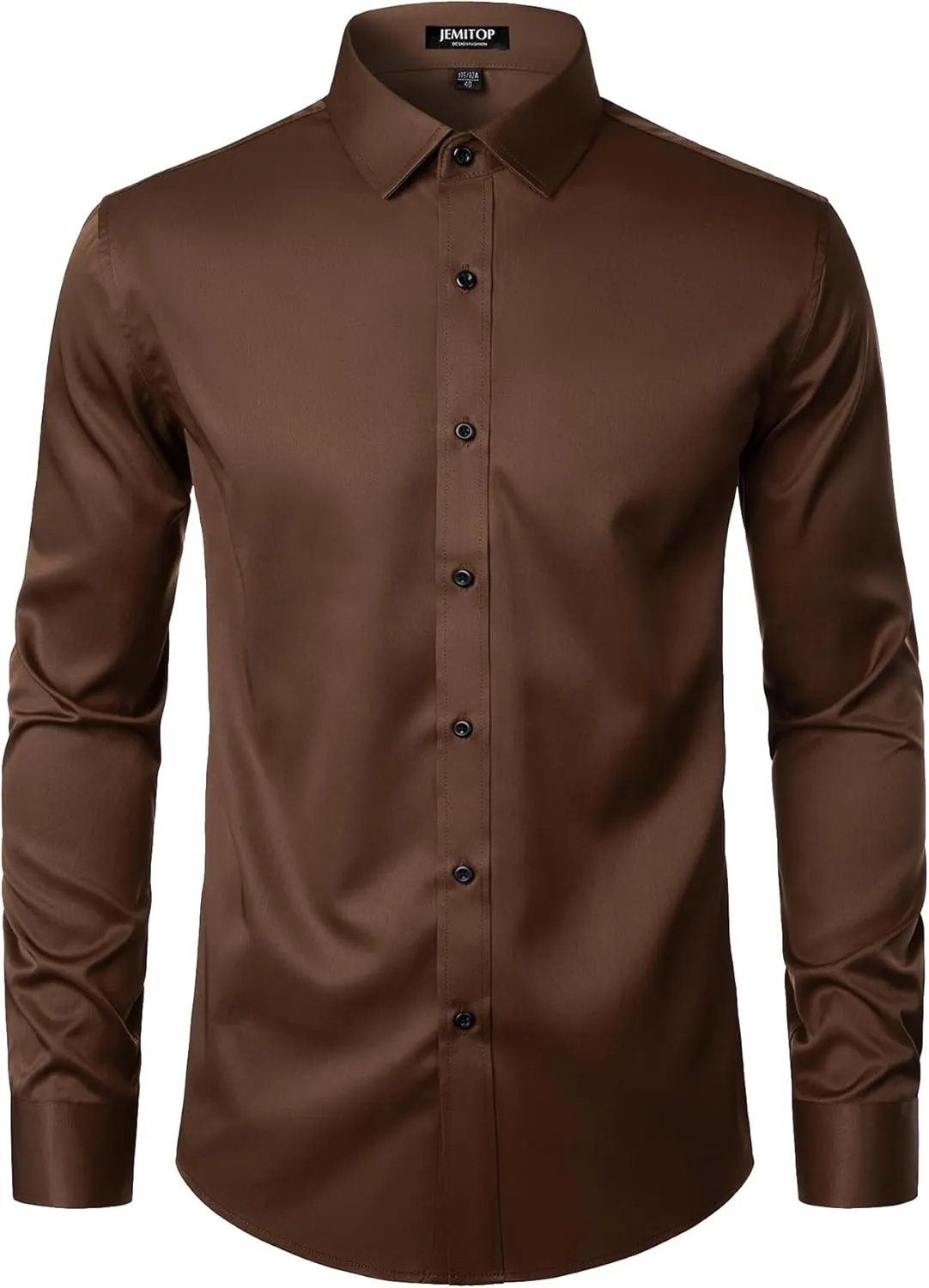 Men's Stretch Wrinkle Free Dress Shirts Formal Wedding Prom Long Sleeve Slim Fit Button Down Shirt