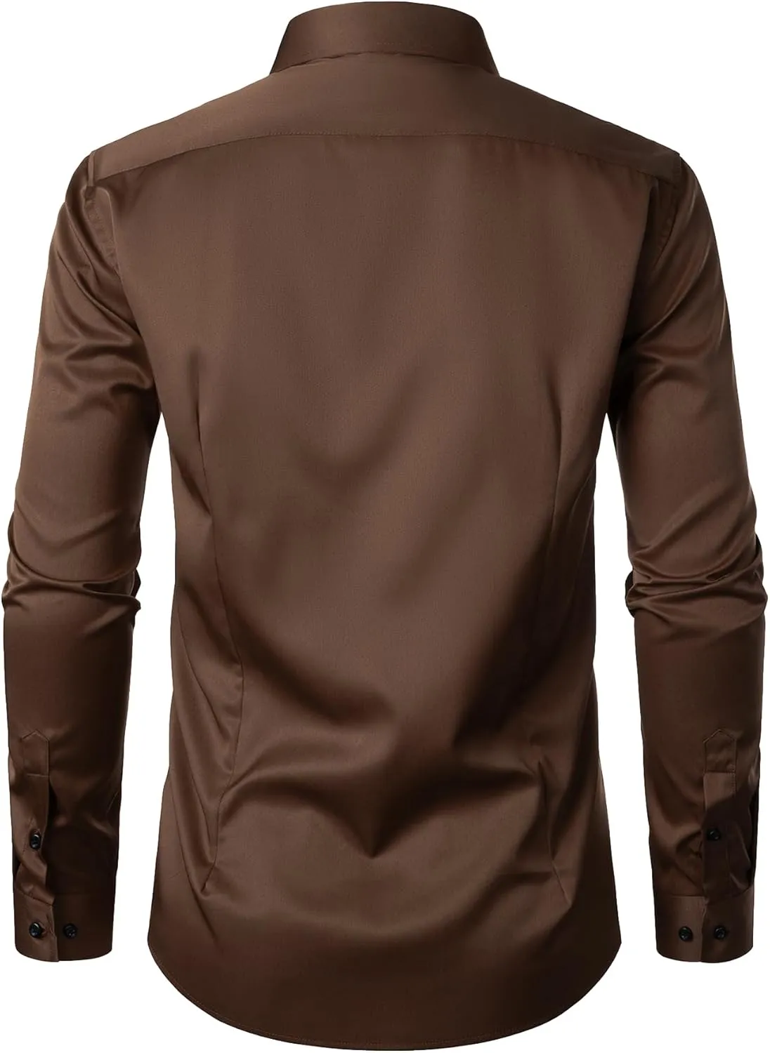 Men's Stretch Wrinkle Free Dress Shirts Formal Wedding Prom Long Sleeve Slim Fit Button Down Shirt