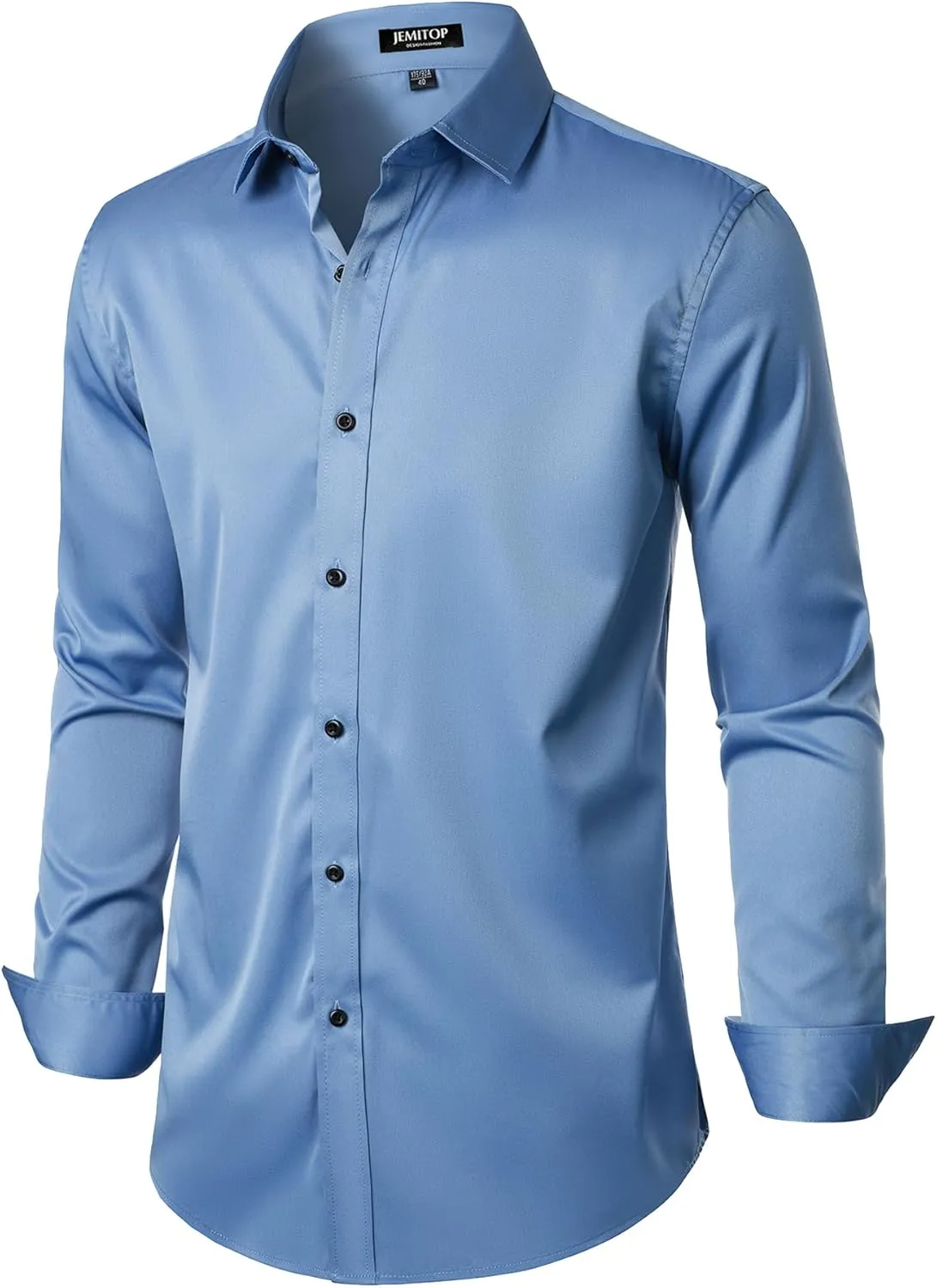 Men's Stretch Wrinkle Free Dress Shirts Formal Wedding Prom Long Sleeve Slim Fit Button Down Shirt