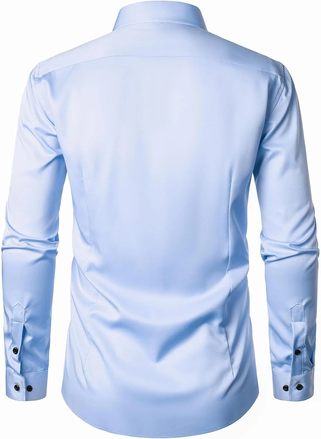 Men's Stretch Wrinkle Free Dress Shirts Formal Wedding Prom Long Sleeve Slim Fit Button Down Shirt