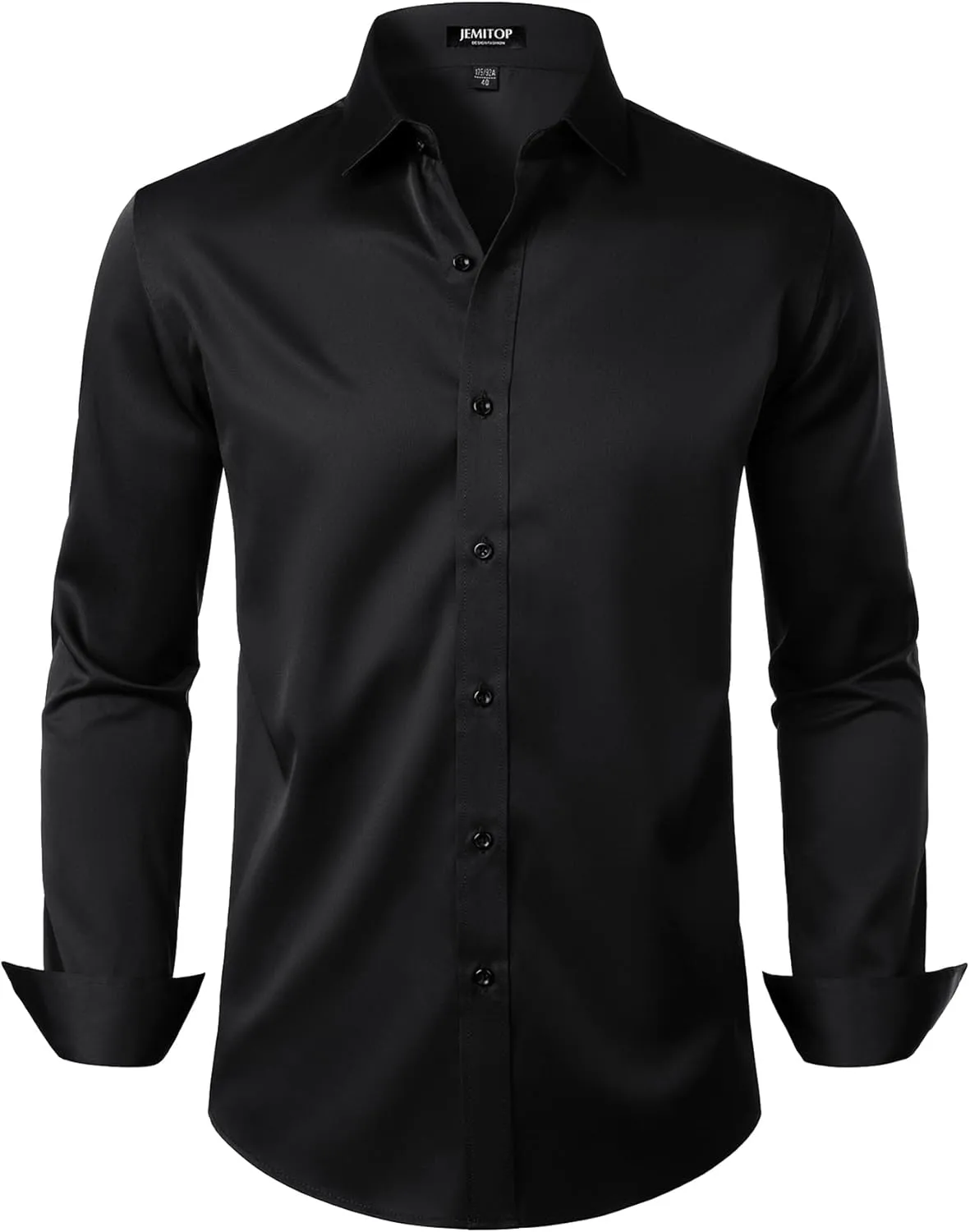 Men's Stretch Wrinkle Free Dress Shirts Formal Wedding Prom Long Sleeve Slim Fit Button Down Shirt
