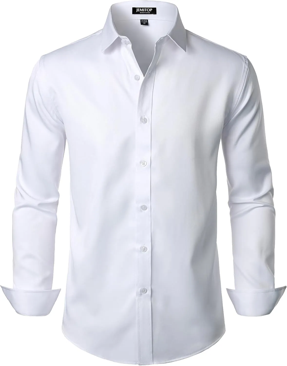 Men's Stretch Wrinkle Free Dress Shirts Formal Wedding Prom Long Sleeve Slim Fit Button Down Shirt