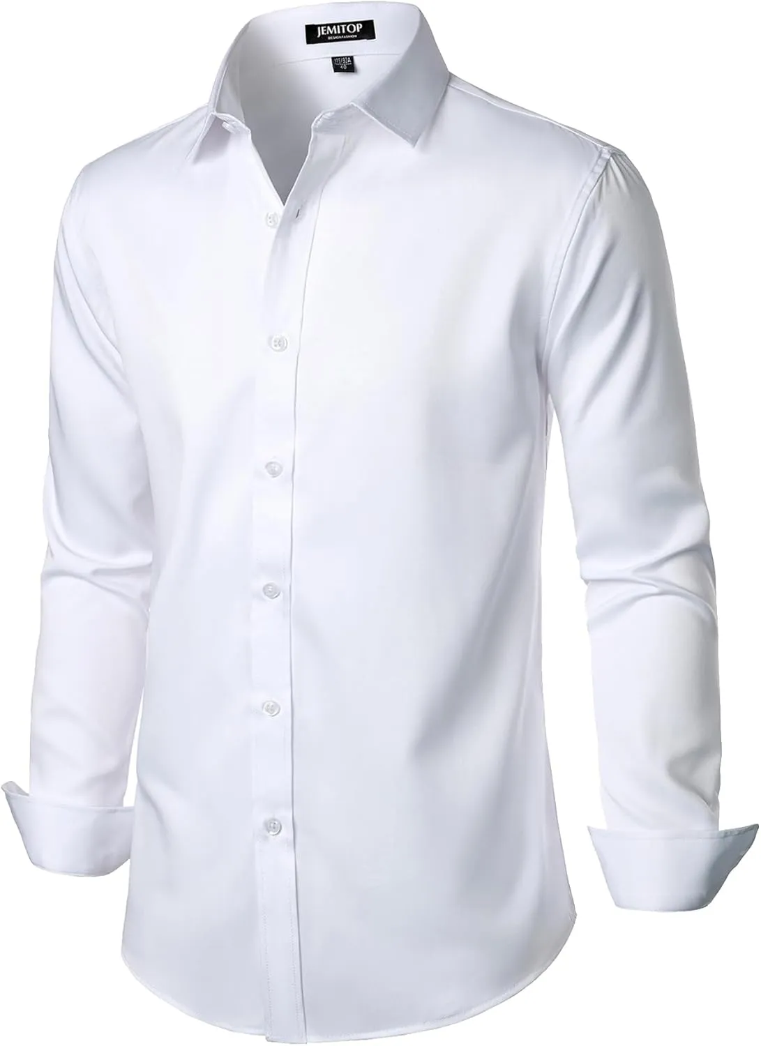 Men's Stretch Wrinkle Free Dress Shirts Formal Wedding Prom Long Sleeve Slim Fit Button Down Shirt