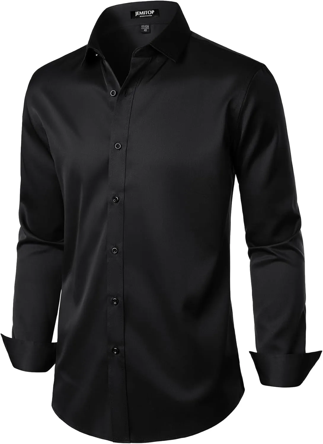 Men's Stretch Wrinkle Free Dress Shirts Formal Wedding Prom Long Sleeve Slim Fit Button Down Shirt