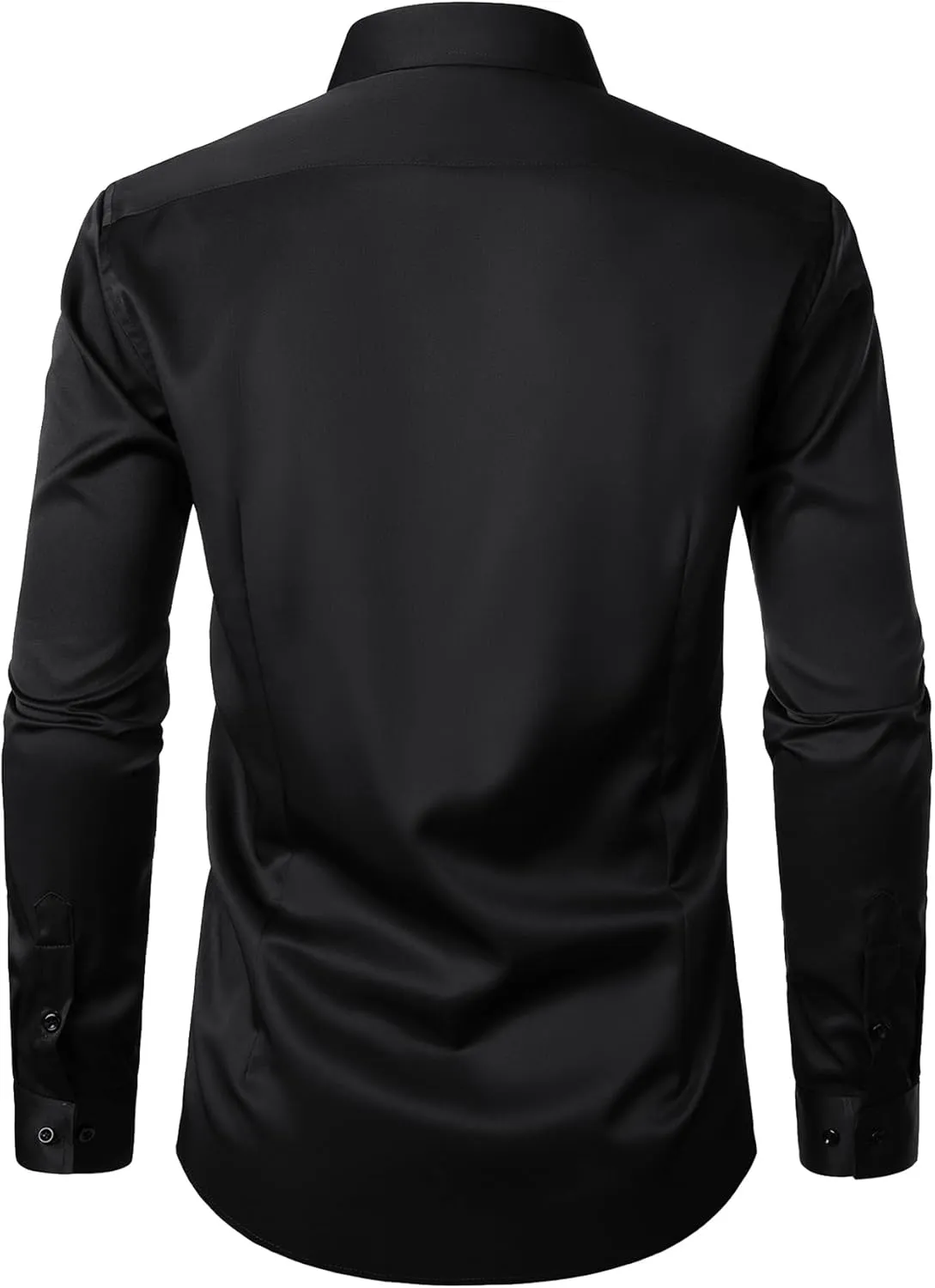 Men's Stretch Wrinkle Free Dress Shirts Formal Wedding Prom Long Sleeve Slim Fit Button Down Shirt