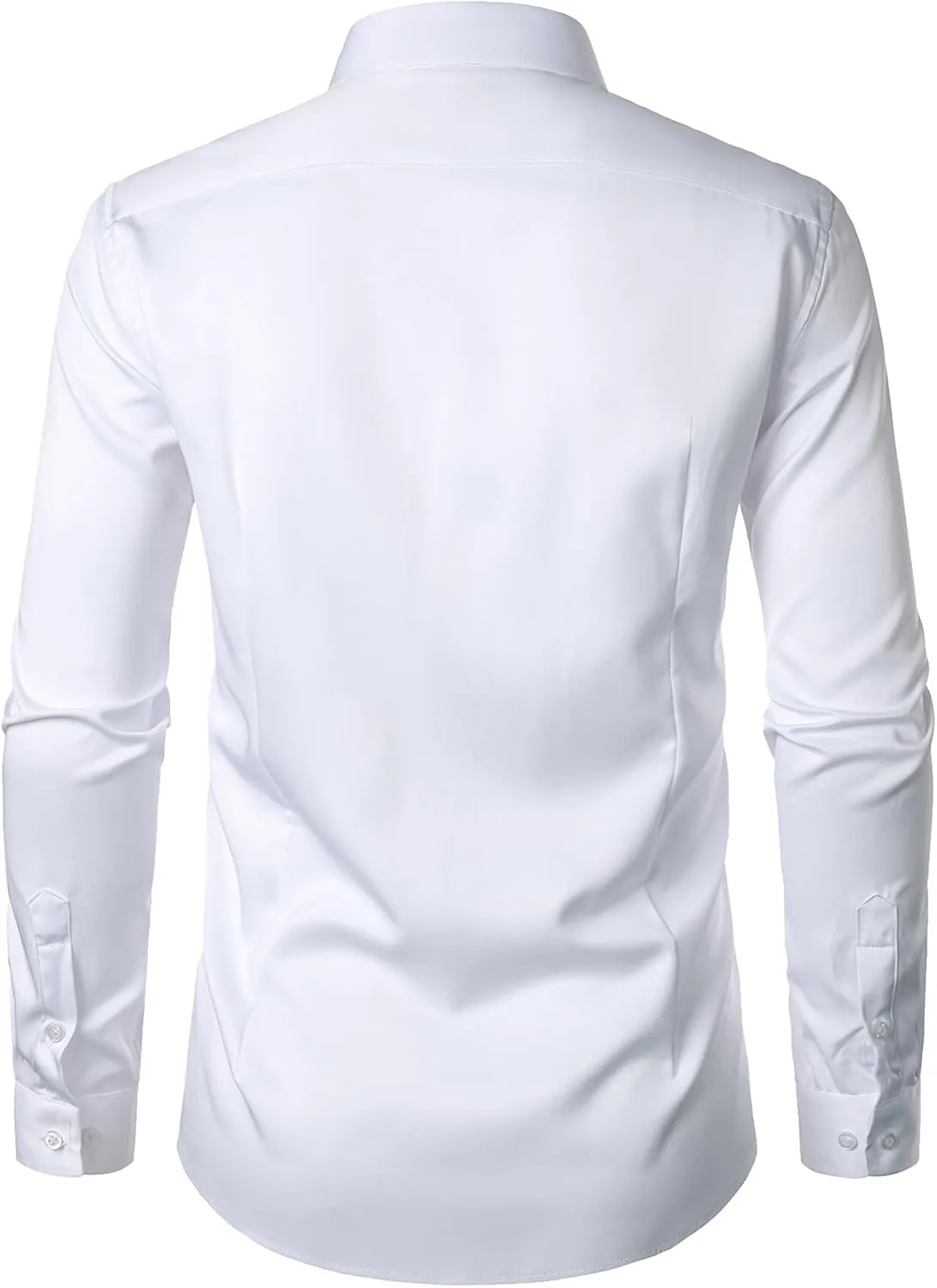Men's Stretch Wrinkle Free Dress Shirts Formal Wedding Prom Long Sleeve Slim Fit Button Down Shirt